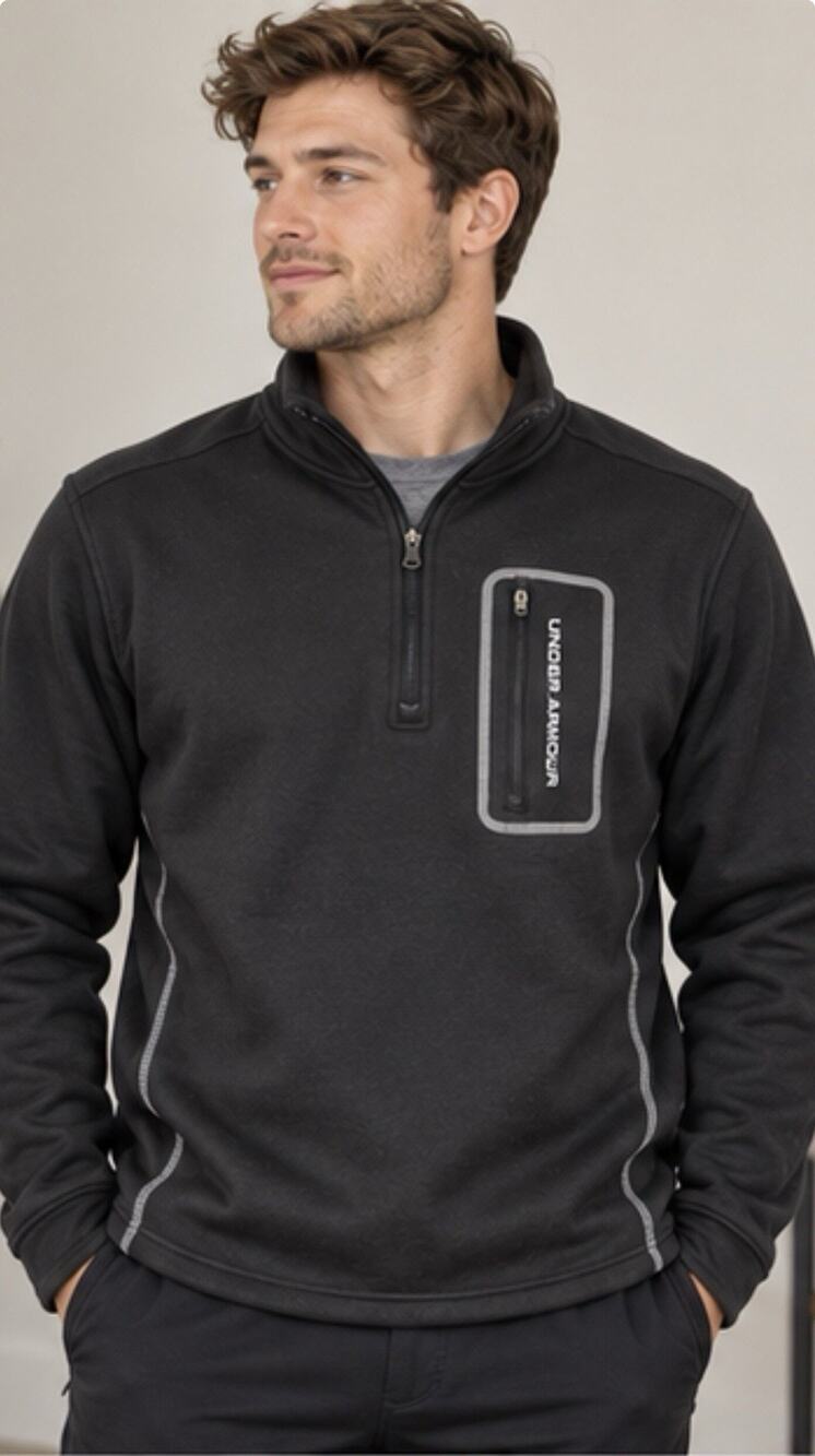 Under Armour ColdGear Pullover Men’s Large Black Loose Fit Fleece 1/4 Zip